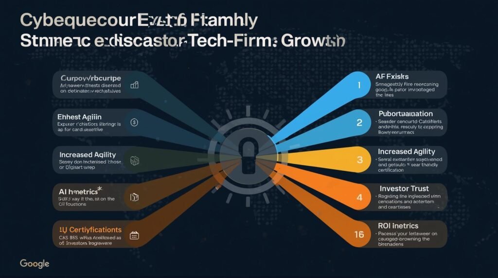 Cybersecurity strategic lever diagram for tech firms growth
