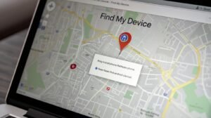 “Google Find My Device interface showing lost Android phone location and remote wipe options